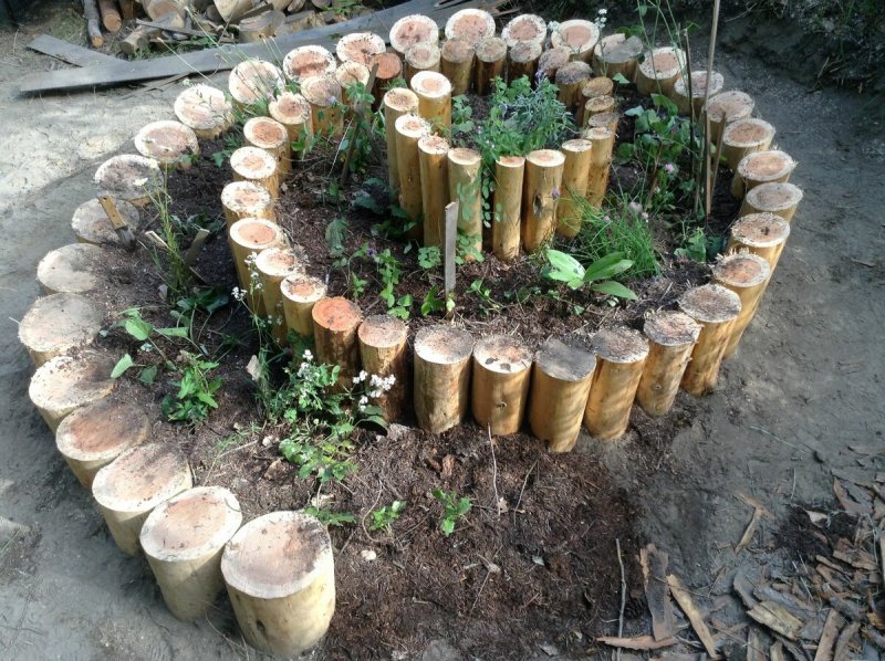 Композиции из дерева для сада