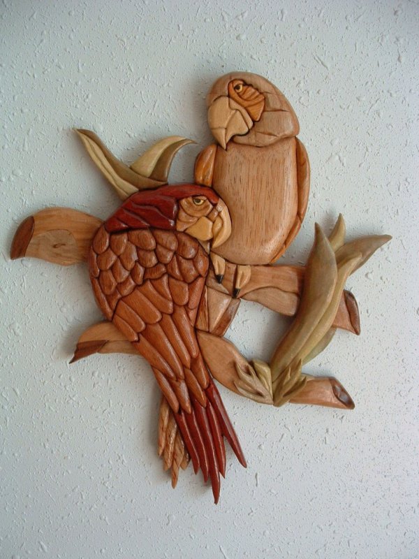 Деревянная мозаика интарсия рыбка