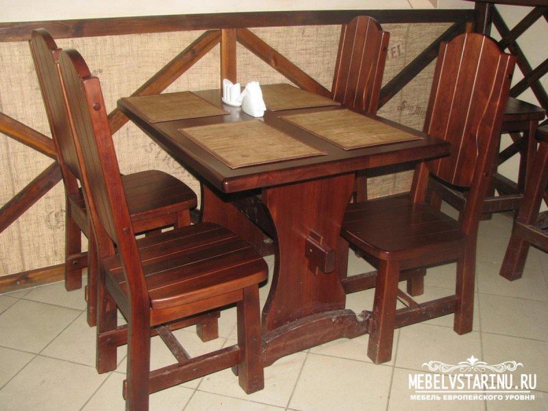 Деревянные столы и стулья для кафе