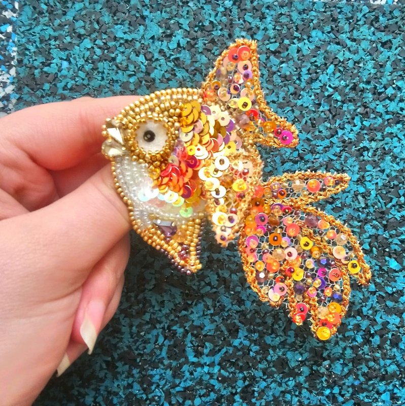 Золотая рыбка из ракушек своими руками
