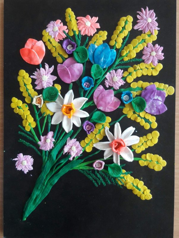 Пластилиновая живопись цветы