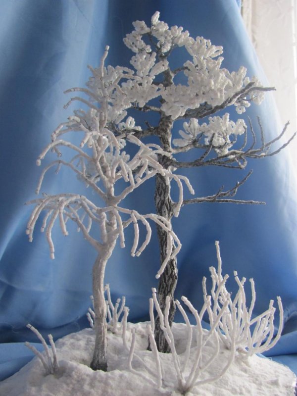 Снежное дерево из бисера