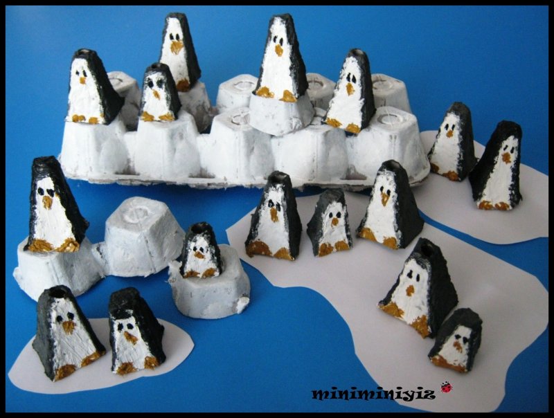 Поделка оригинальная для детей пингвины