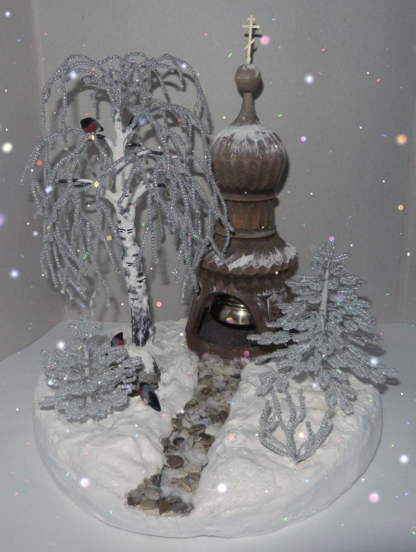 Зимний домик миниатюра