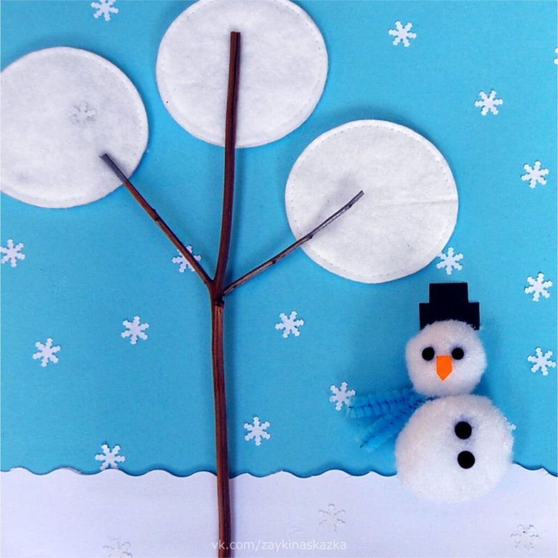 Аппликация Снеговик из фетра