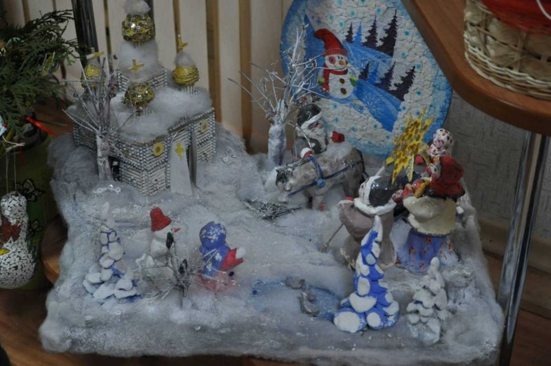 Поделка зимняя фантазия в детский сад Снеговик