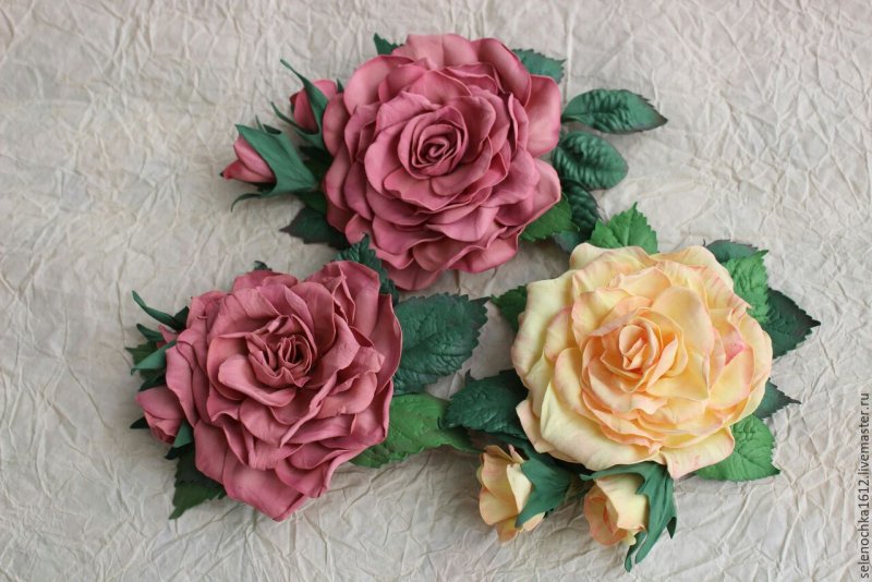 МК ободок с розами из фоамирана