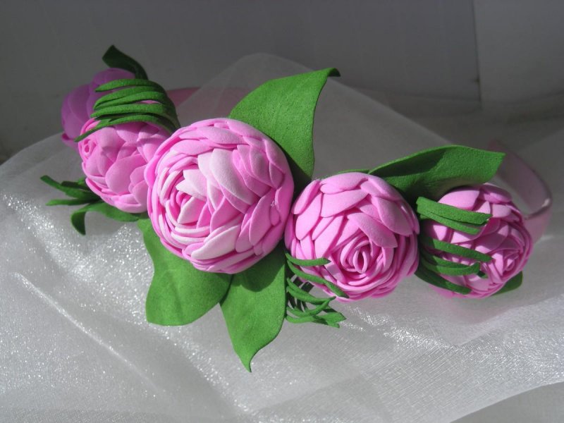 МК ободок с розами из фоамирана