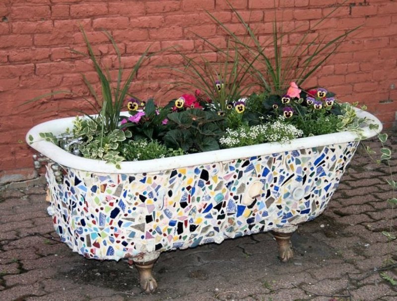 Декор ванны в саду