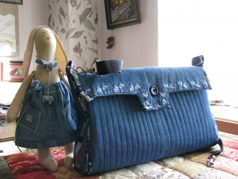 Пляжные сумки пэчворк из джинс