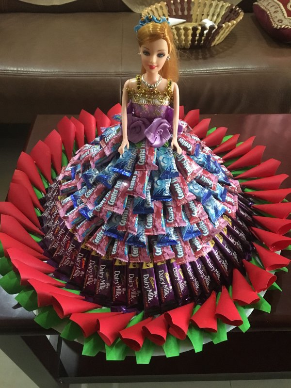 Торт кукла из конфет