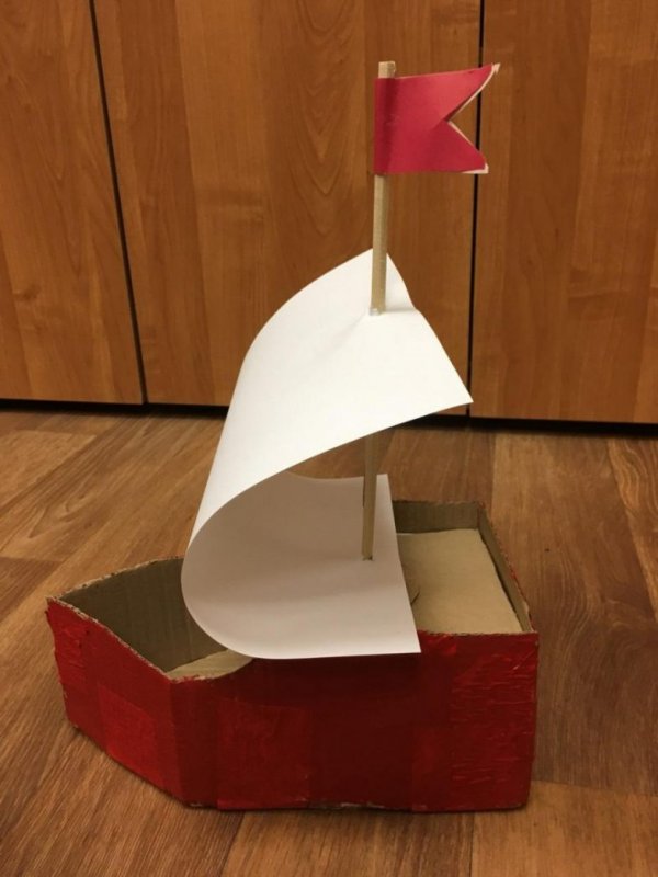 Двухпалубный кораблик из бумаги