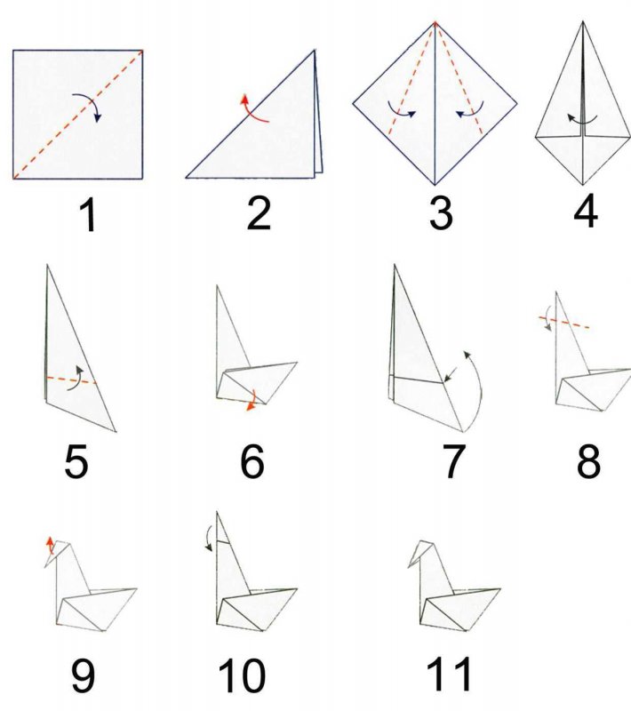 Лебедь оригами из бумаги пошаговая инструкция для детей