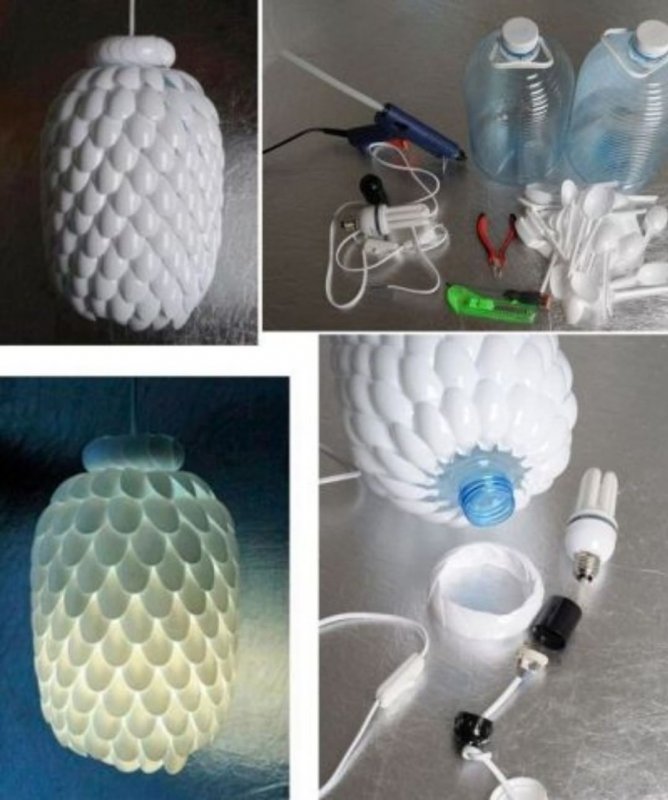 Лампа из пластиковой посуды