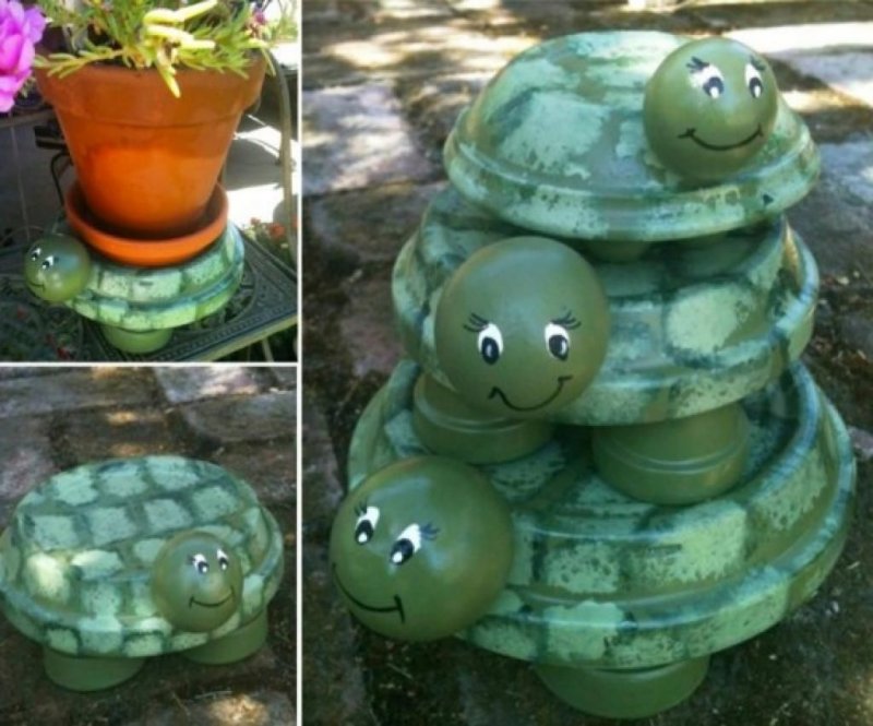 Черепаха из подручных материалов для сада