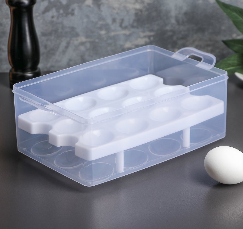 Контейнер для хранения яиц, 24 ячейки, двухуровневый, цвет микс