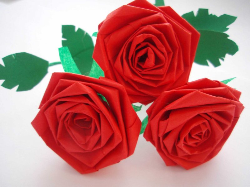 Розы из офисной бумаги