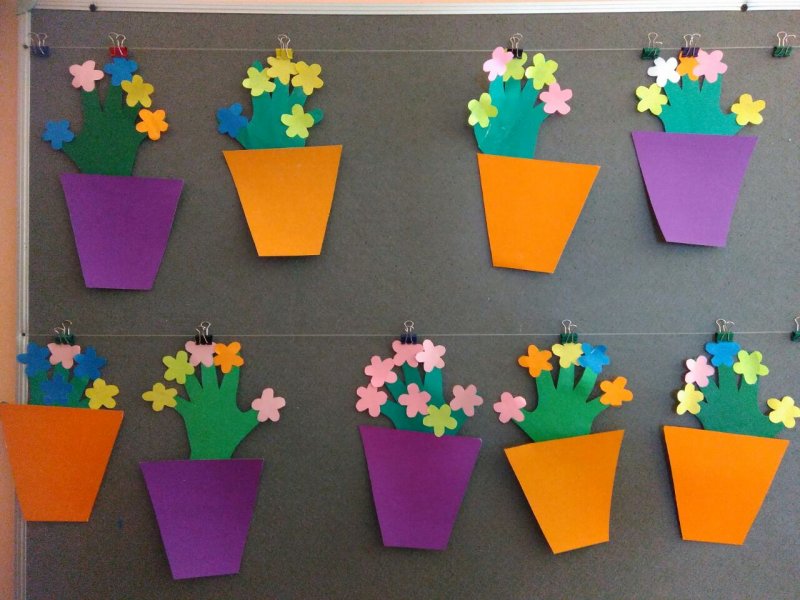 Цветы из бумаги в детском саду