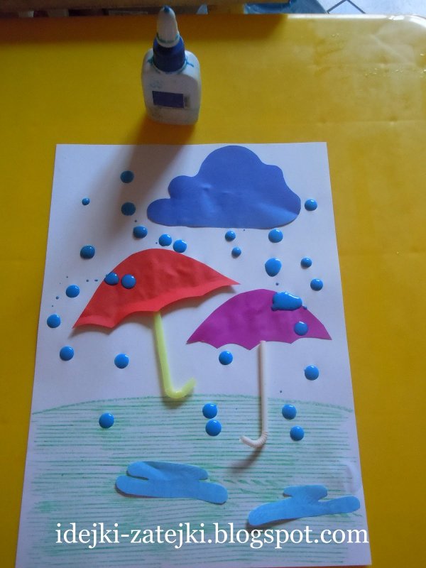 Аппликация зонтик в детском саду
