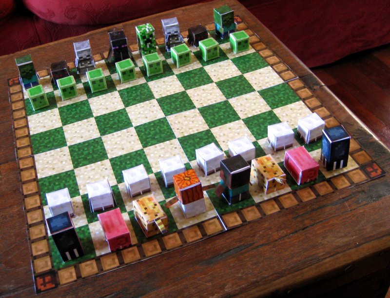 Шахматы в стиле майнкрафт