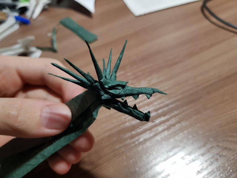 Модульное оригами красный китайский дракон