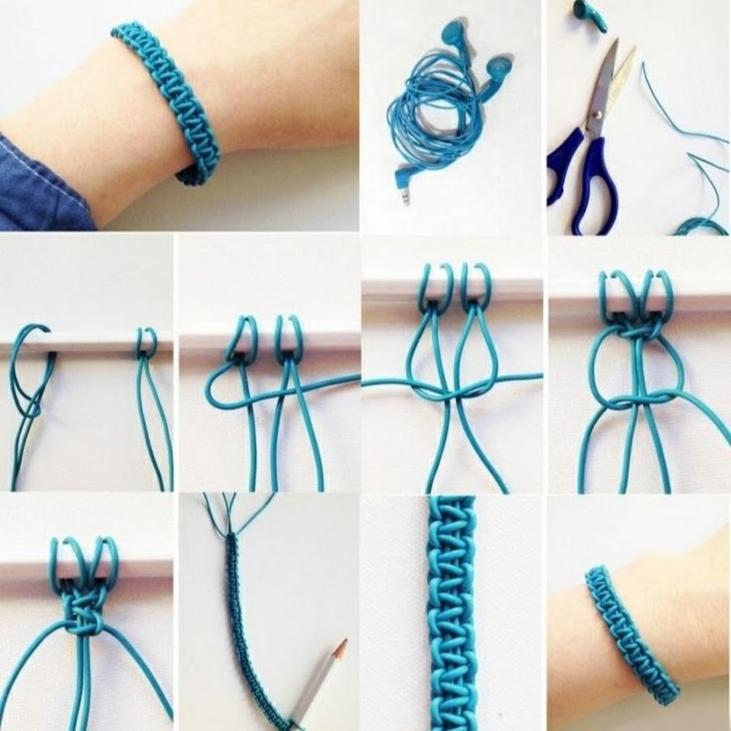 Плетеные браслеты из шнурков