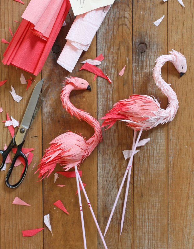Оригами розовый Фламинго