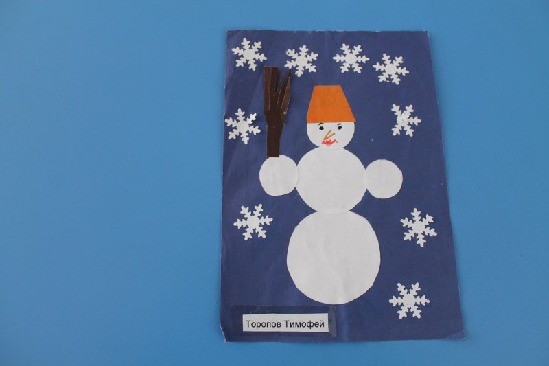 Снеговик своими руками на новый год аппликация из бумаги