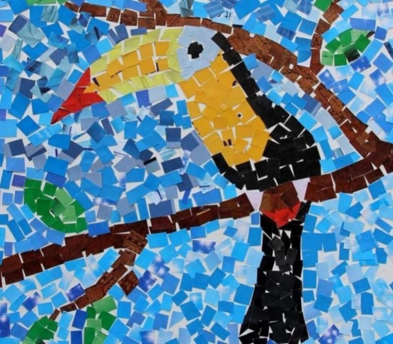 Бумажная мозаика попугай