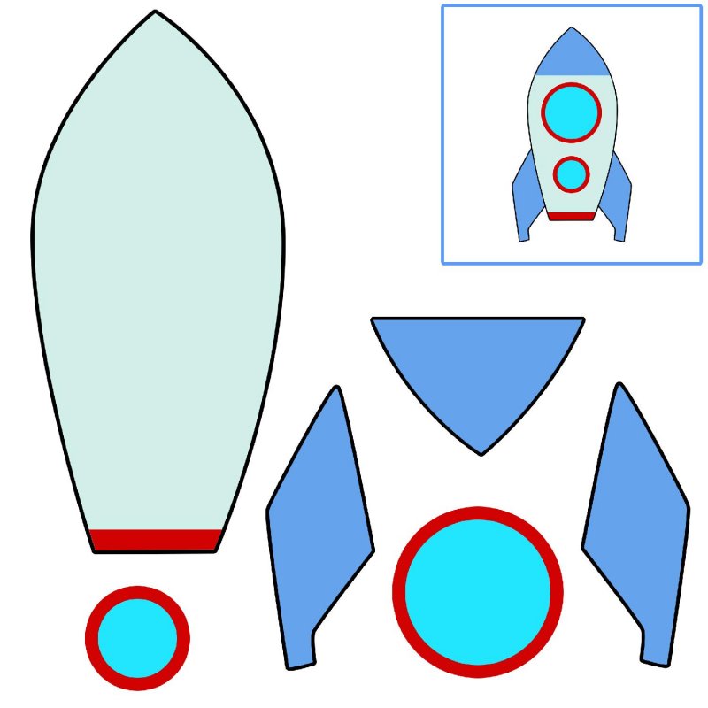Поделка ракета из геометрических фигур для детей