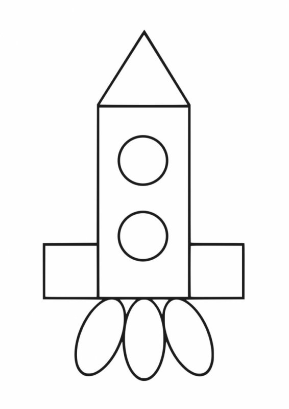 Аппликация ракета из геометрических фигур