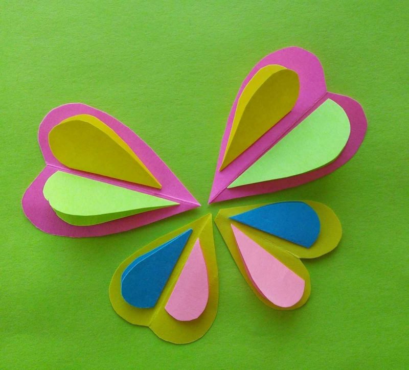 Аппликация бабочка из цветной бумаги