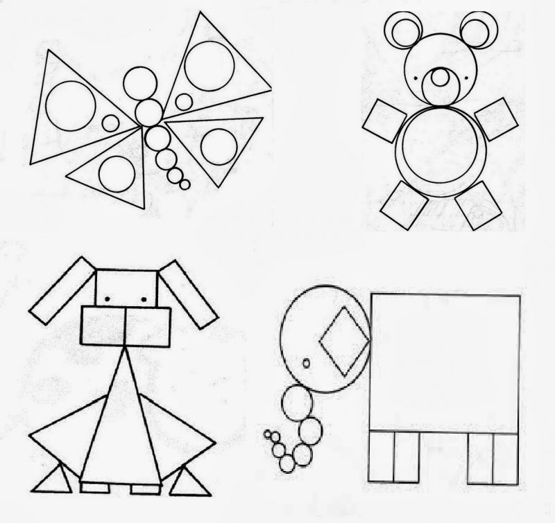 Аппликация из геометрических фигур для дошкольников