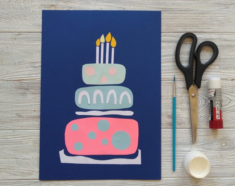 Аппликация торт на день рождения