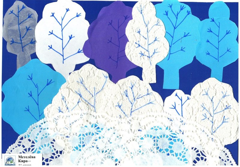 Зимние деревья из бумаги
