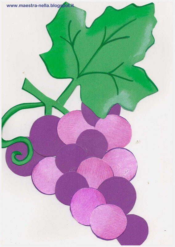 Аппликация виноград из цветной бумаги