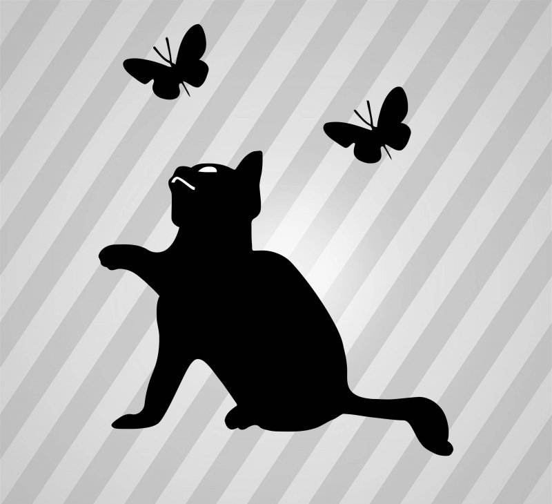 Трафарет кошка с бабочкой