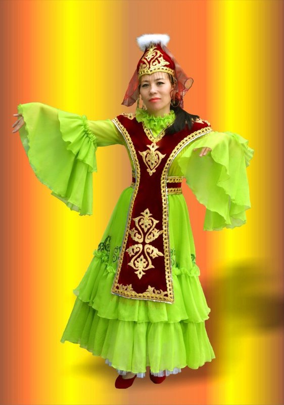 Татарские платья для женщин модные современные зеленое