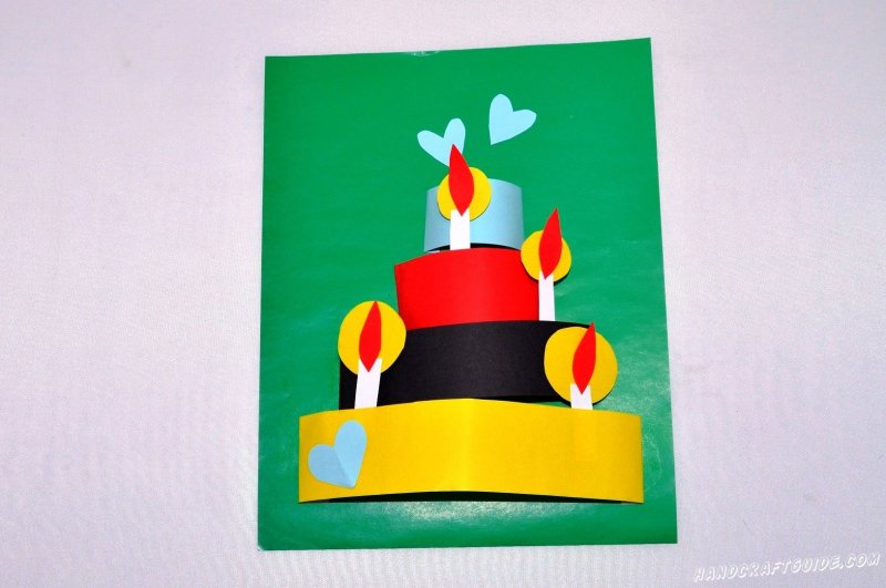 Аппликация торт из цветной бумаги