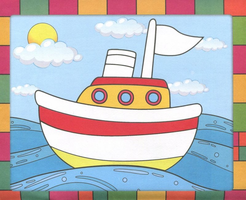 Аппликация кораблик для детей 3-4 лет
