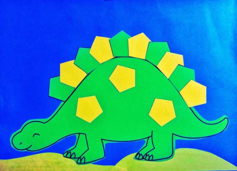 Динозавр из цветной бумаги