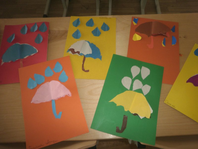 Аппликация цветные зонтики в старшей группе