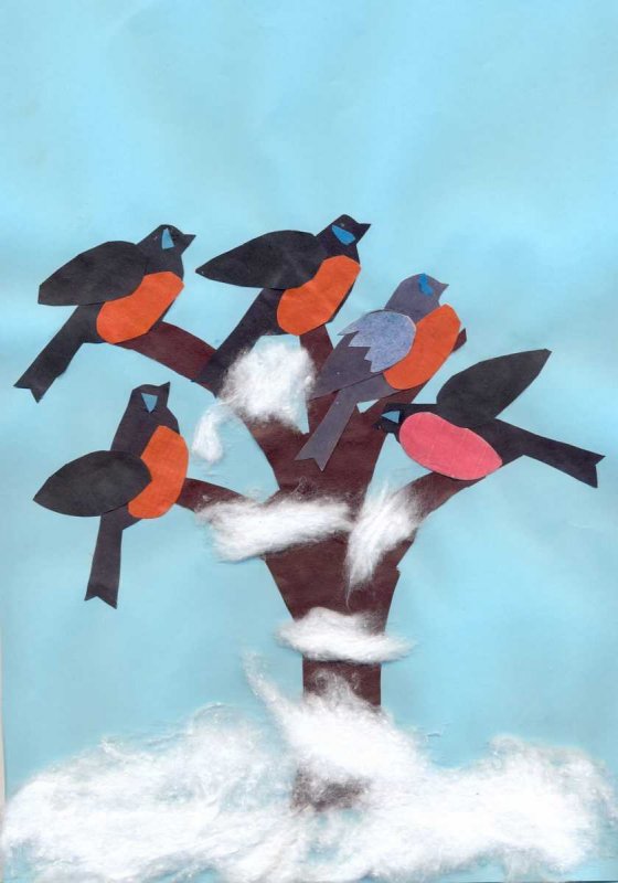 Коллективная работа зимующие птицы