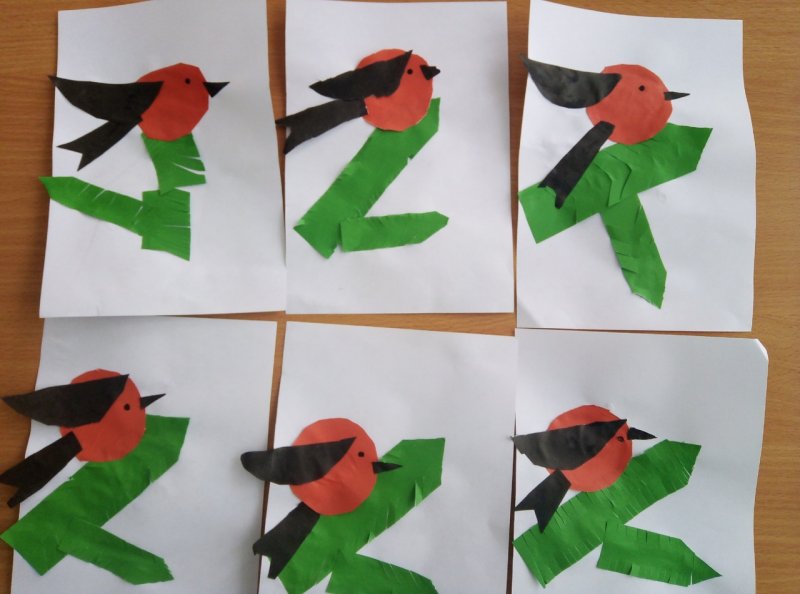 Аппликация птичка в детском саду