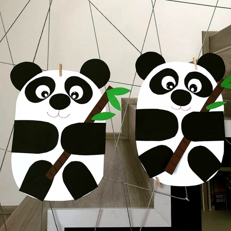 Аппликация панда из бумаги (52 фото)