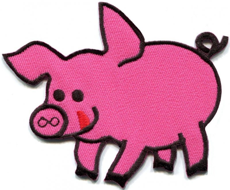 Аппликация из ткани свинья