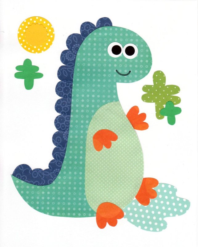 Аппликация динозавр из бумаги для детей
