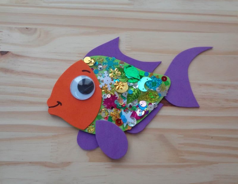 Аппликация рыбка из цветной бумаги шаблоны