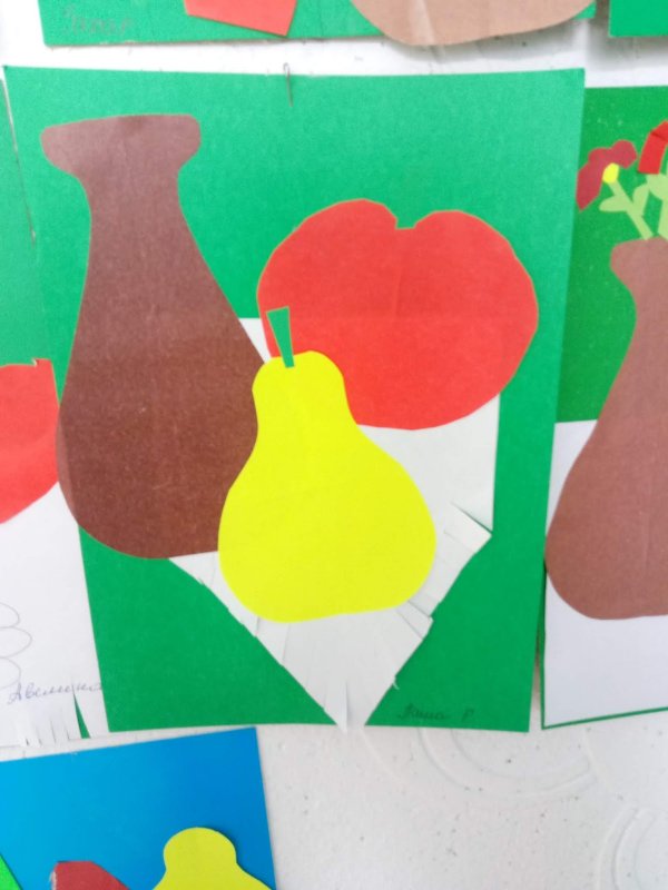 Аппликация натюрморт из цветной бумаги для детей
