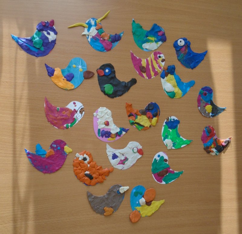 Пластилинография декоративная птичка для детей